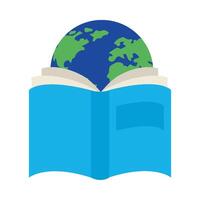 World map in open book illustration vector