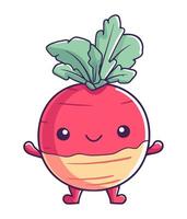 A cartoon radish with eyes and arms vector