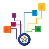 A colorful icon with a star and a circle vector