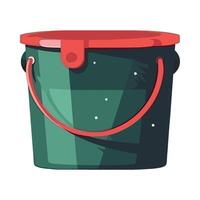 A green bucket with red handle on a white background vector