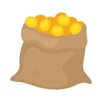 A sack full of gold coins on a white background vector