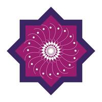 A purple star with a flower in the center vector