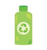 A bottle with a recycling symbol on it vector