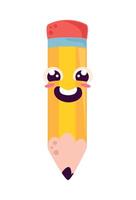 A cartoon pencil with a smiley face vector