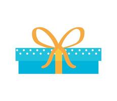 A blue gift box with a yellow ribbon vector