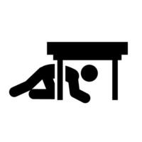 A black and white illustration of a man under a table vector