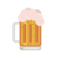 Beer mug with foam and bubbles on white background vector