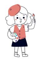 A girl holding a paintbrush and a palette vector