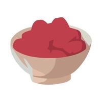 A bowl of red berries in a white bowl vector
