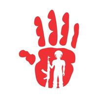 A hand with a gun and a man holding it vector