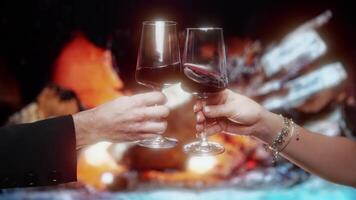 Toast with glasses of red wine video