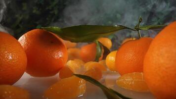 Clementines and slices on the fresh table video