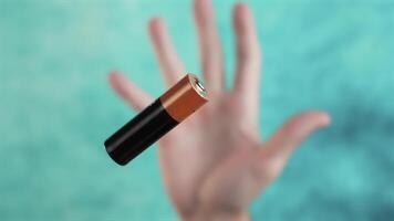AA battery in slow motion in macro view video