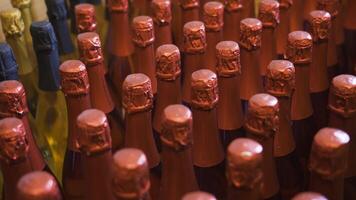 Closed wine bottles in the shop video