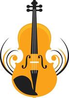 This element illustration features a stylized violin with swirling abstract designs around it vector