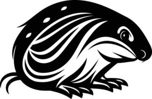 Stylized black and white illustration of a cute gopher vector
