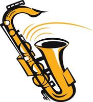A stylized illustration of a saxophone with sound waves emanating from the bell, perfect for music related designs and projects vector