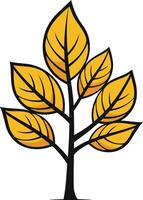 A simple yet elegant cartoon tree with yellow leaves, perfect for nature themed designs, logos, or illustrations vector