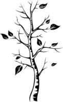 Simple yet elegant black and white silhouette of a tree with leaves, perfect for adding a touch of nature to designs vector