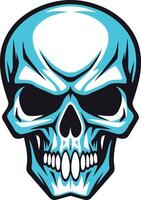 A cool and edgy illustration of a blue skull with sharp teeth, perfect for tattoos, t shirts, or branding vector