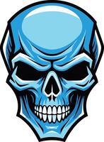 A fierce blue skull with sharp details, perfect for edgy designs, logos, and merchandise vector