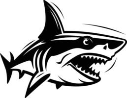 Aggressive shark logo with sharp teeth and fins, perfect for branding or merchandise vector