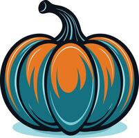 A vibrant, stylized pumpkin with a teal and orange color scheme vector