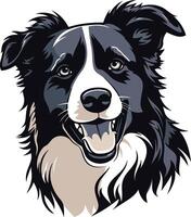 A friendly border collie with a big, toothy grin, perfect for branding, pet care, or dog related products vector