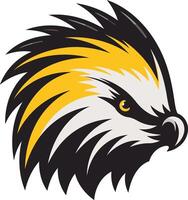 A fierce and powerful eagle head logo, featuring sharp lines and bold colors vector