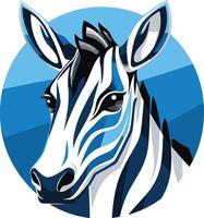 Zebra Portrait with Blue Background vector