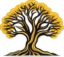 Golden Tree Illustration with Bare Branches vector