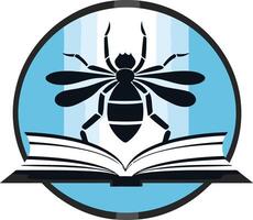 Silhouette of a Bee on an Open Book vector