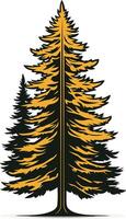 Tall Evergreen Tree with Golden Branches vector