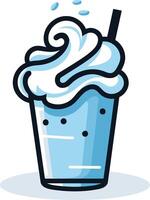 A playful and colorful illustration of a frosty beverage with whipped cream and a straw, perfect for branding, menus, or social media vector