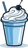 A cheerful cartoon illustration of a milkshake with whipped cream and a cherry on top vector