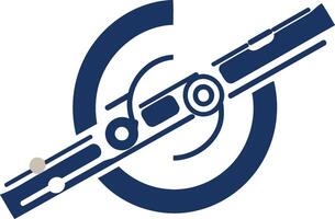 Abstract blue logo design featuring a circular shape and intersecting lines, conveying innovation and technology vector