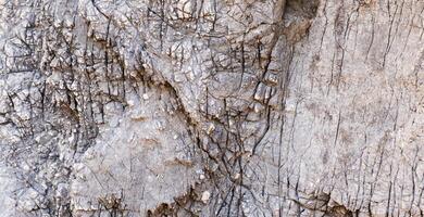 Light coarse natural rock stone background. Mining cliff rough front surface. Heavy grunge damage granite block texture. photo