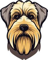 A close up illustration of a cairn terrier's face, showcasing its charming personality and unique features vector