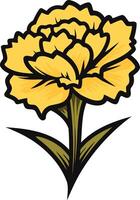 A simple, bold outline illustration of a single yellow carnation, perfect for branding, invitations, and other floral designs vector