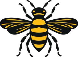 A bold and graphic illustration of a honey bee, perfect for logos, branding, and designs emphasizing nature, industry, or community vector