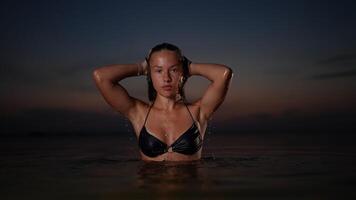 Enjoy a Serene Evening Swim in the Calm Waters of the Ocean video