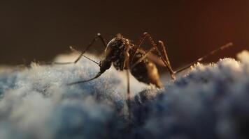 Macro Shot of a Mosquito on a Soft Surface in Natural Light video