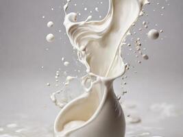 splashing milk on white background photo