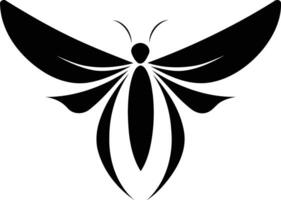 Stylized black and white butterfly silhouette, perfect for logo design, branding, or decorative elements vector