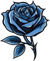 Blue Rose with Stem and Leaves vector