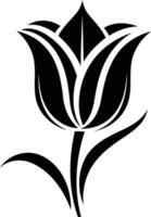 Elegant black and white tulip silhouette, perfect for branding, design projects, and print vector
