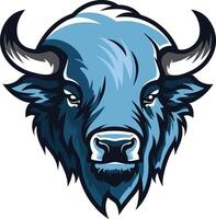Powerful blue buffalo head mascot logo, perfect for sports teams, businesses, and branding vector