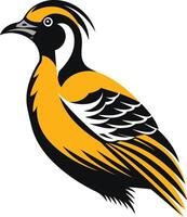 Stylized illustration of a bird with yellow and black plumage, perfect for logo design, branding, and wildlife projects vector