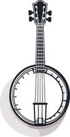 A simple, elegant black and white silhouette of a banjo, perfect for musical projects, websites, and print designs vector