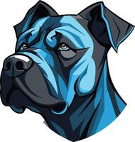 A bold and graphic illustration of a dog's head, showcasing a powerful and fierce expression vector
